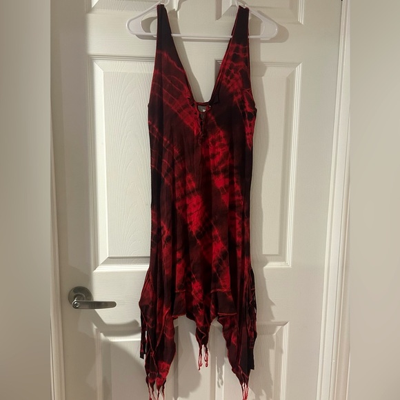 unknown Dresses & Skirts - 🔥🔥RED & BLACK TIE DYE TATTERED GOTHIC SUNDRESS